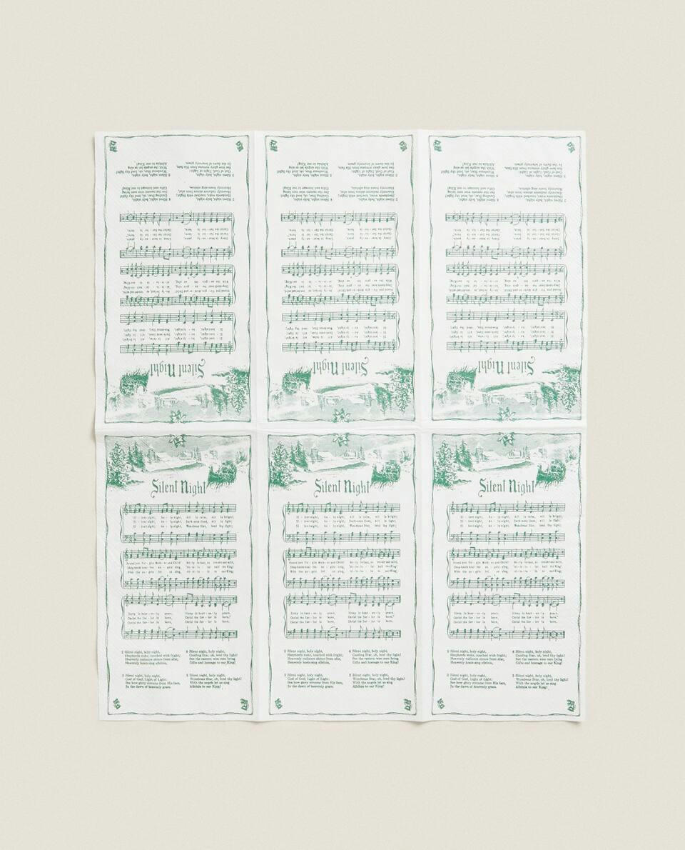 PACOTE DE GUARDANAPOS DE PAPEL COM MÚSICAS DE NATAL (PACOTE COM 30)