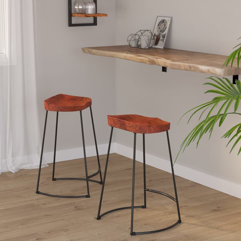 vidaXL Gavin barkrukken, set van 2, 45x40x63 cm, massief mangohout