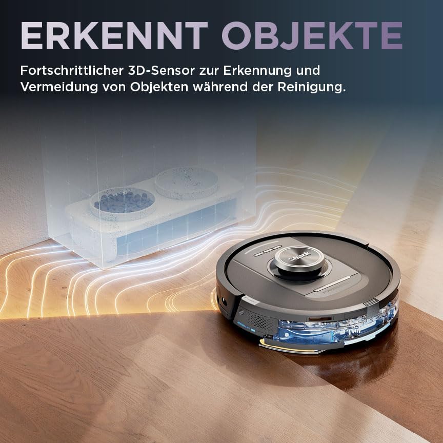 Shark PowerDetect 2-in-1 Saugroboter & Wischroboter, NeverTouch Pro 60-Tage-Selbstentleerung, selbständiges Nachfüllen, 3D-/ LiDAR-Navigation, NeverStuck, App-Steuerung, Schwarz RV2800YEEU