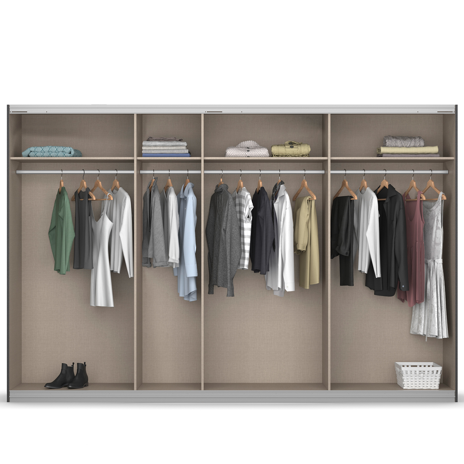 Schwebetürenschrank - Alpinweiß - 2 Glastüren - 315x211 cm