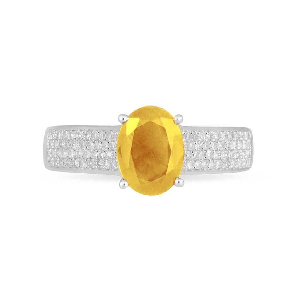 Bague Crista Or Blanc Citrine Et Diamant