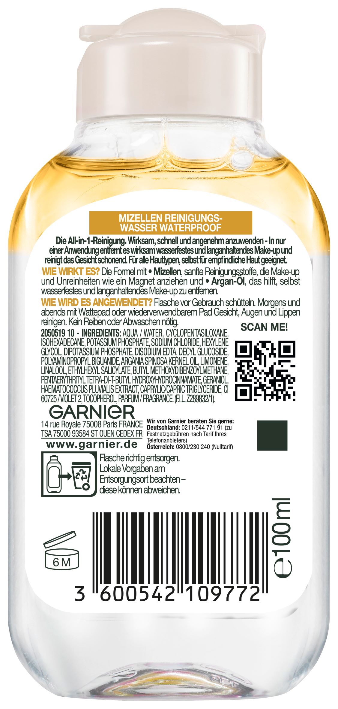 GARNIER SkinActive Mizellenreinigungswasser A-in-1 Waterproof 100 ml