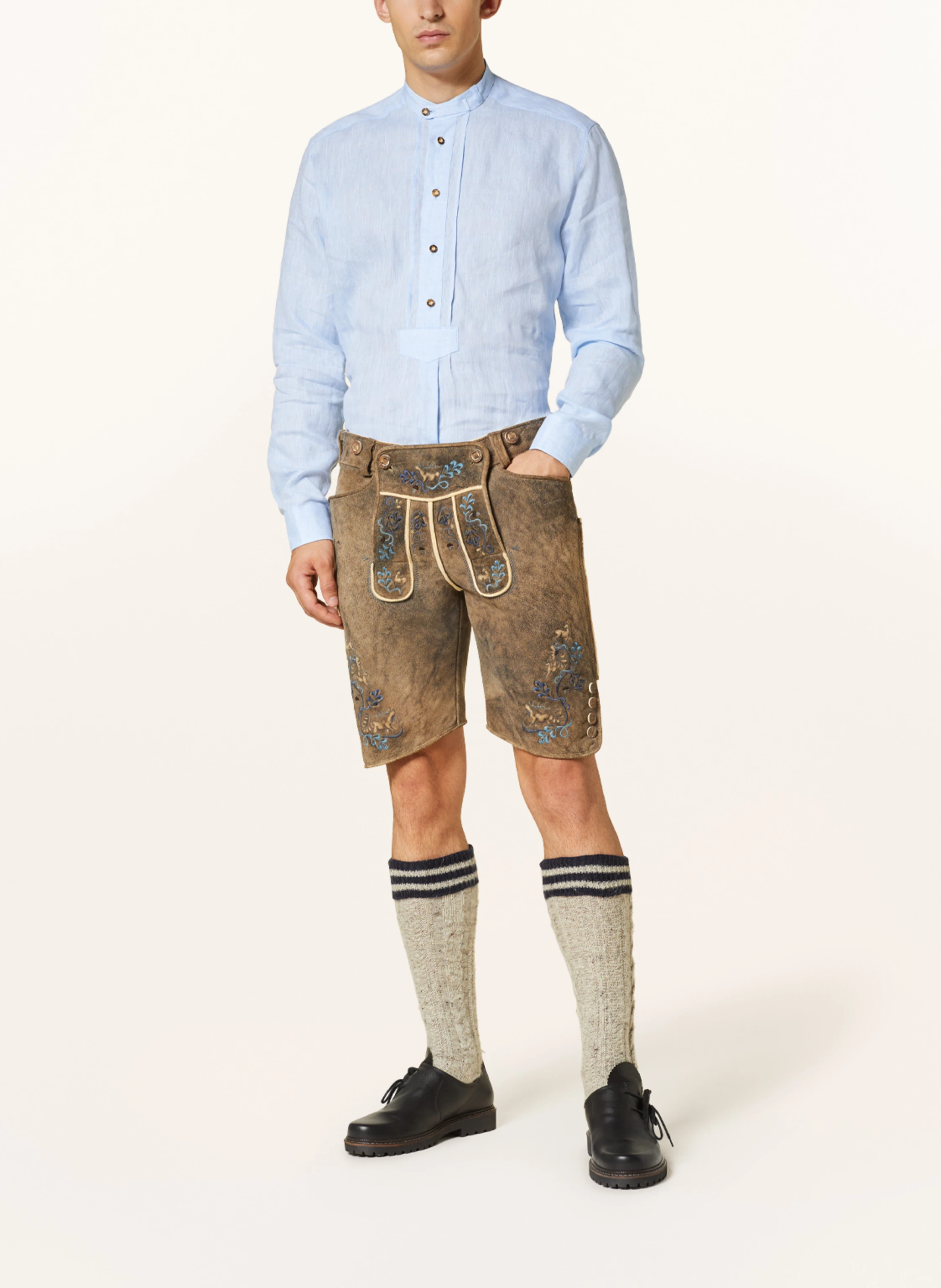 arido Trachtenhemd Regular Fit aus Leinen mit Stehkragen