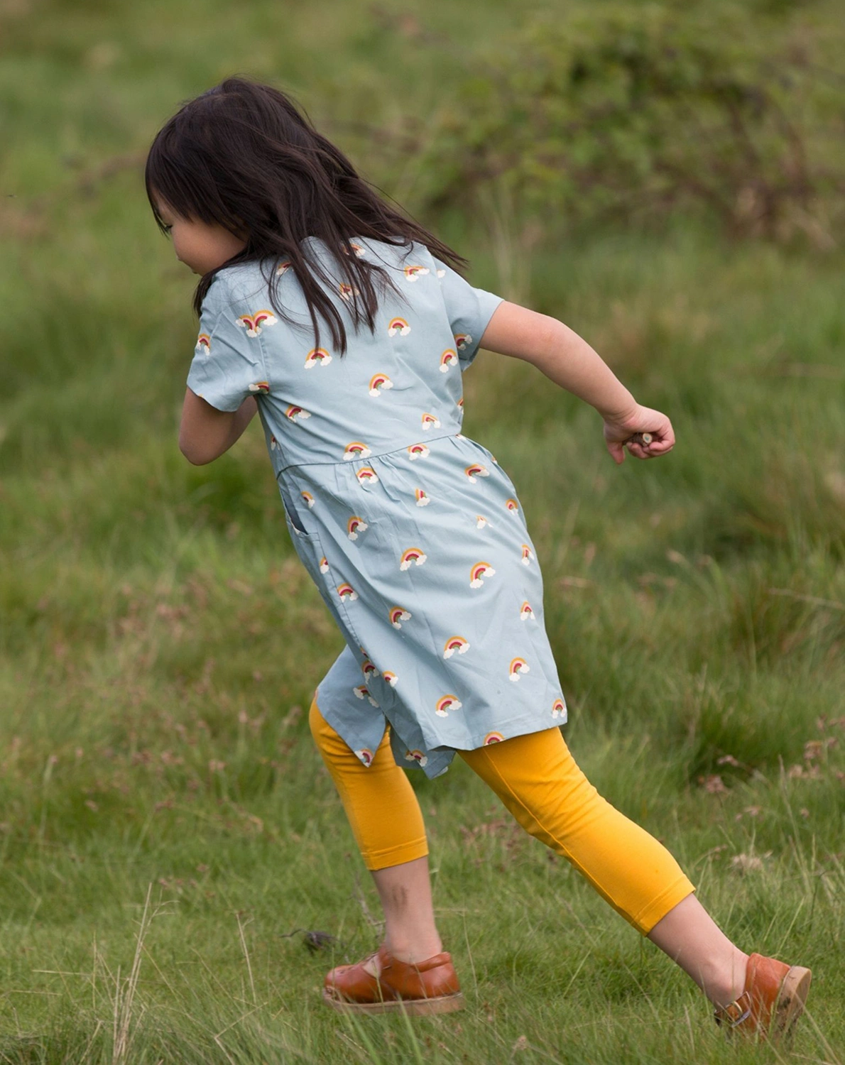 Kurzarmkleid OVER THE RAINBOW mit Knöpfen in hellblau