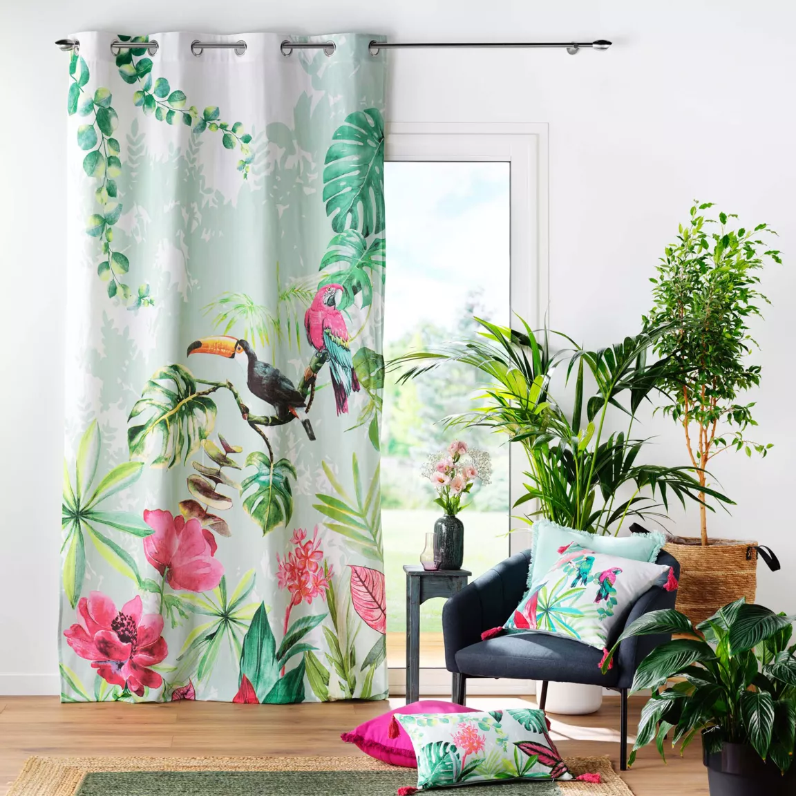 Rideau coton (140 x 260 cm) Louisiane Vert