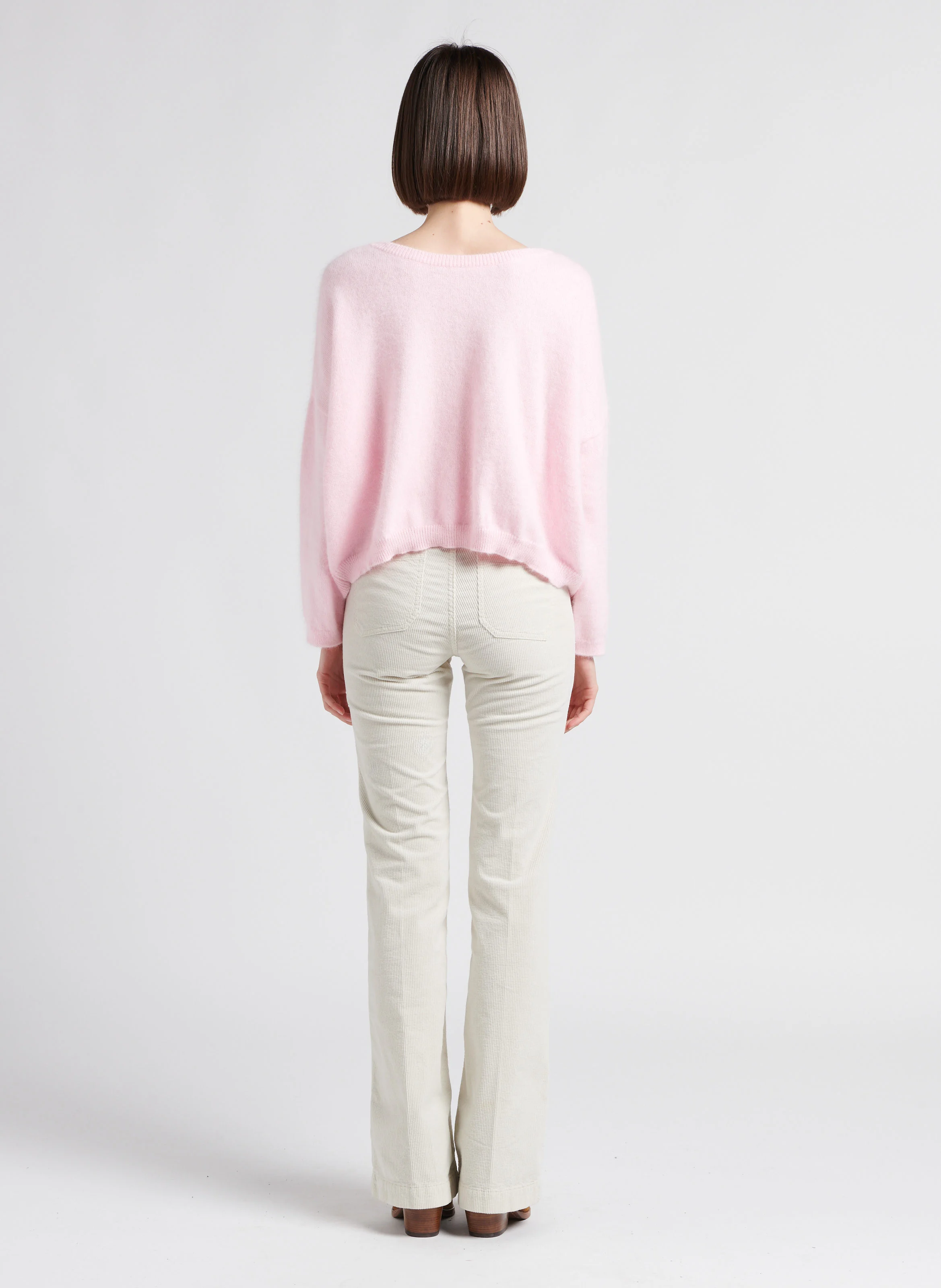 Pantalon patte d'eph en coton mélangé | Blanc