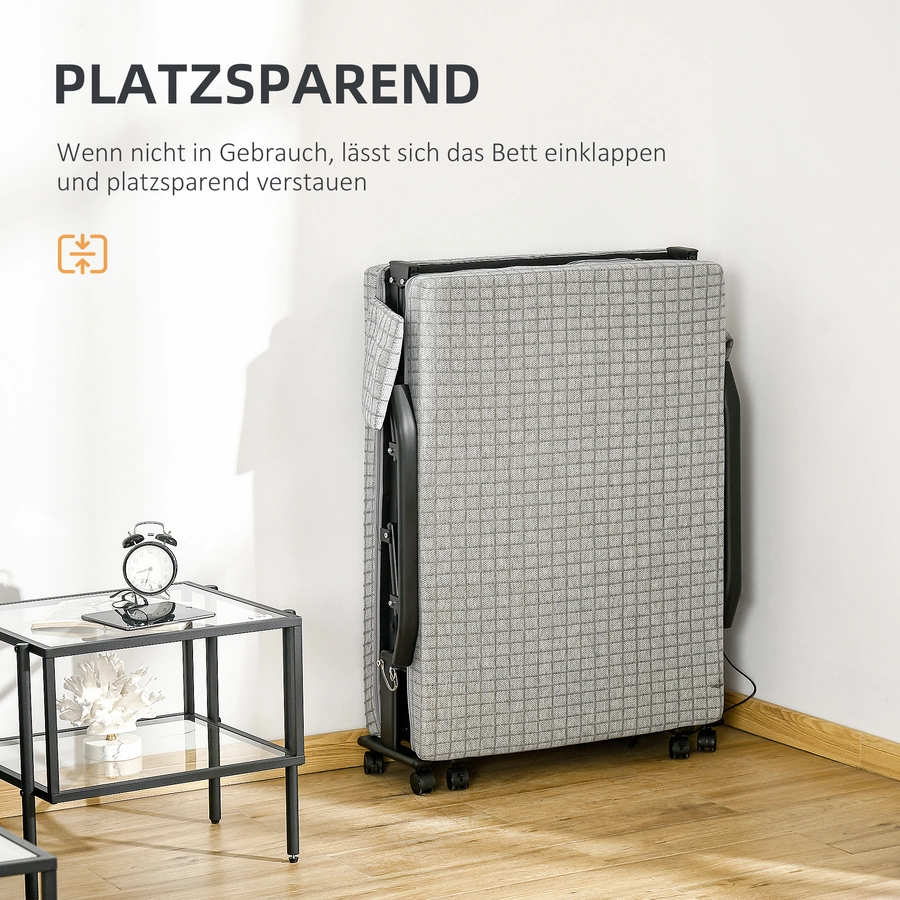 HOMCOM Klappbett mit Rollen grau, schwarz