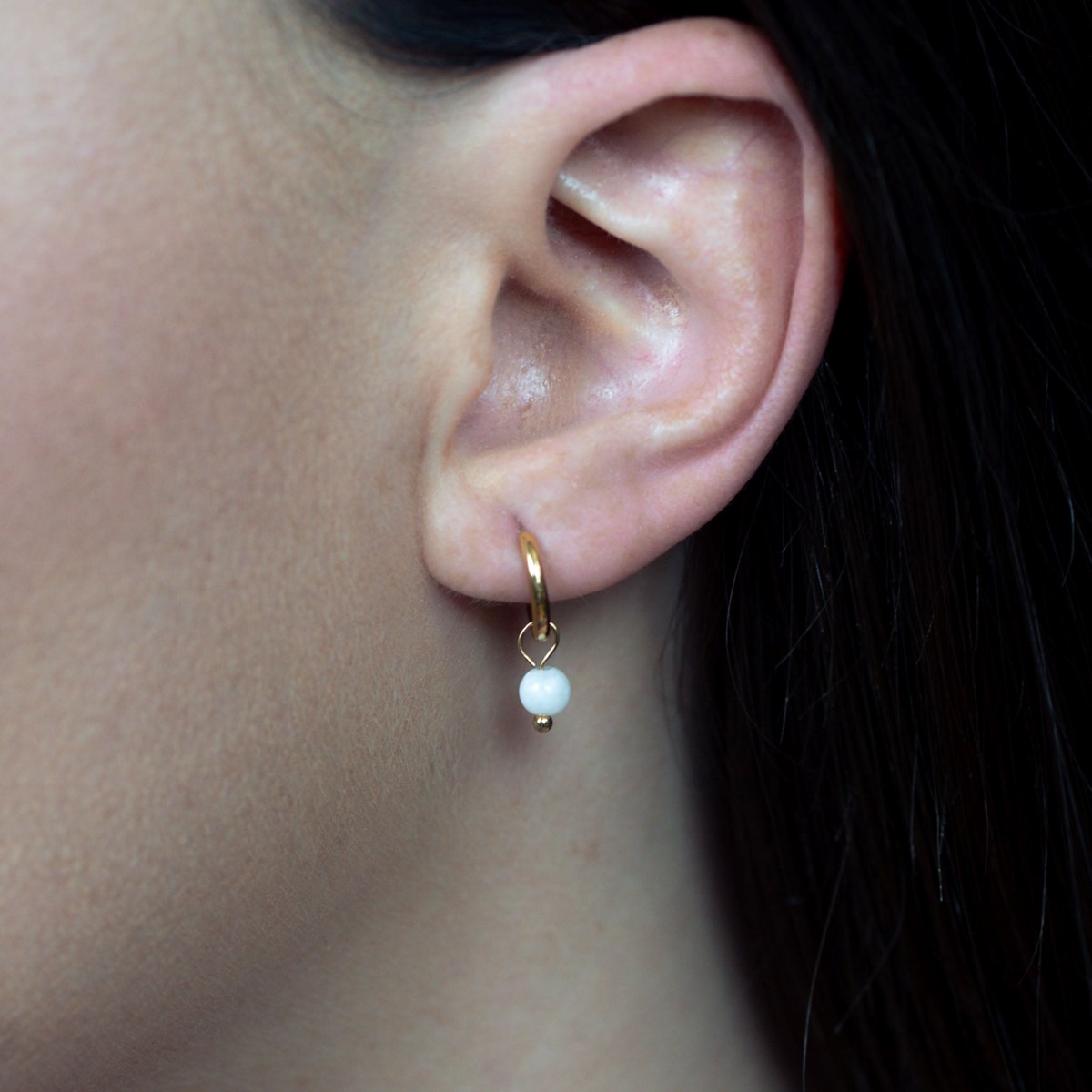 Boucles d'oreilles créoles Serena en Pierres de Lune