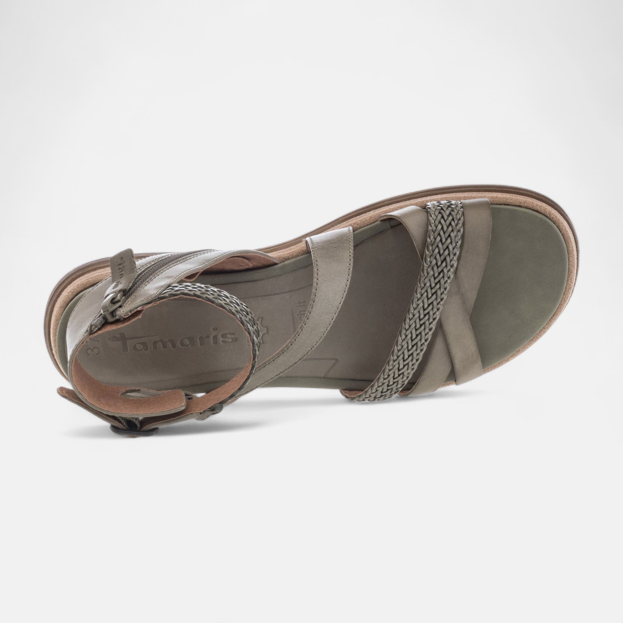 Sandales Femme en cuir kaki