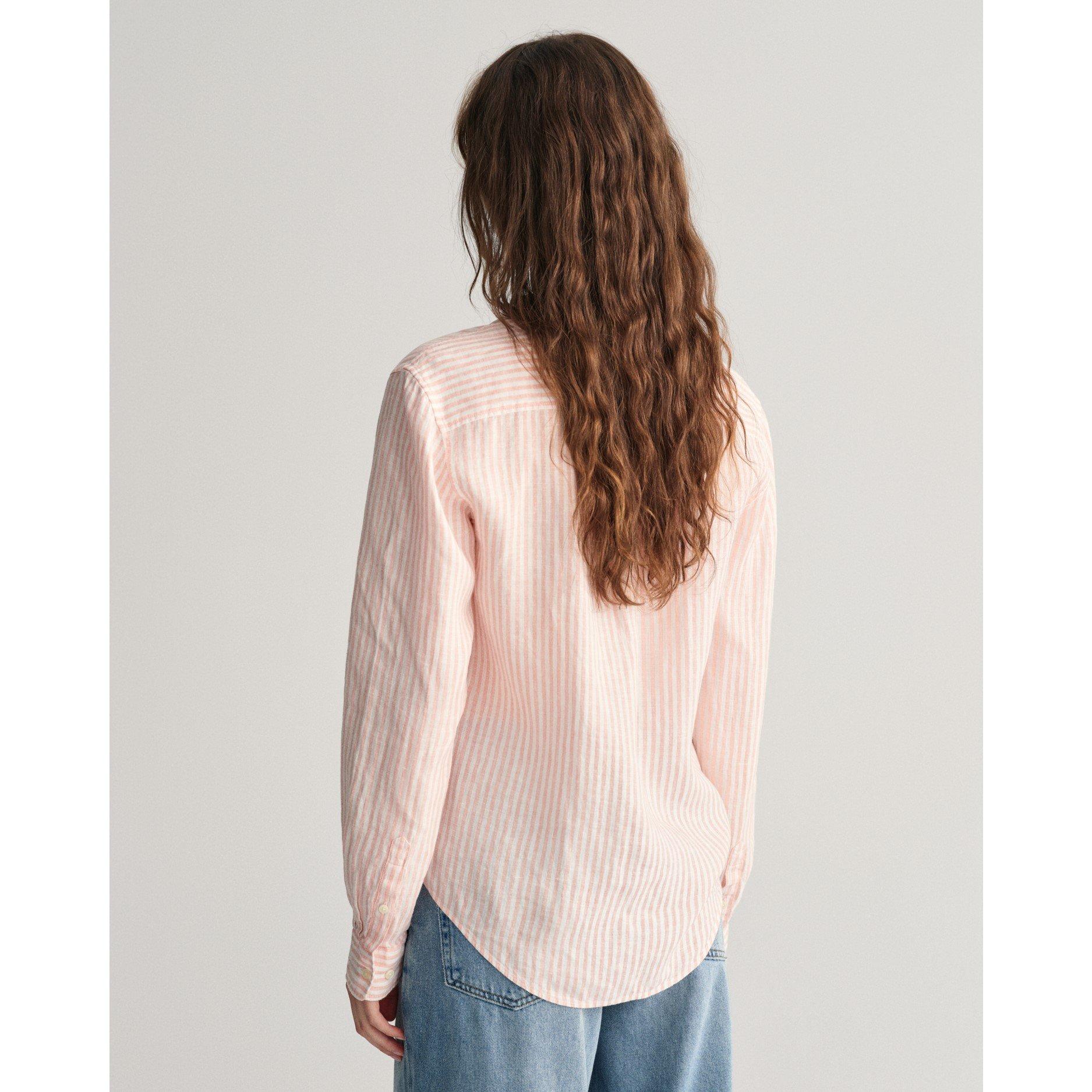 Gant REG LINEN STRIPE SHIRT PEACHY PINK