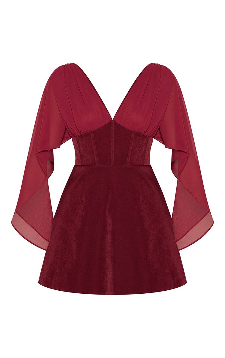 Prune Robe Mini Corset À Manches Drapées En Mousseline