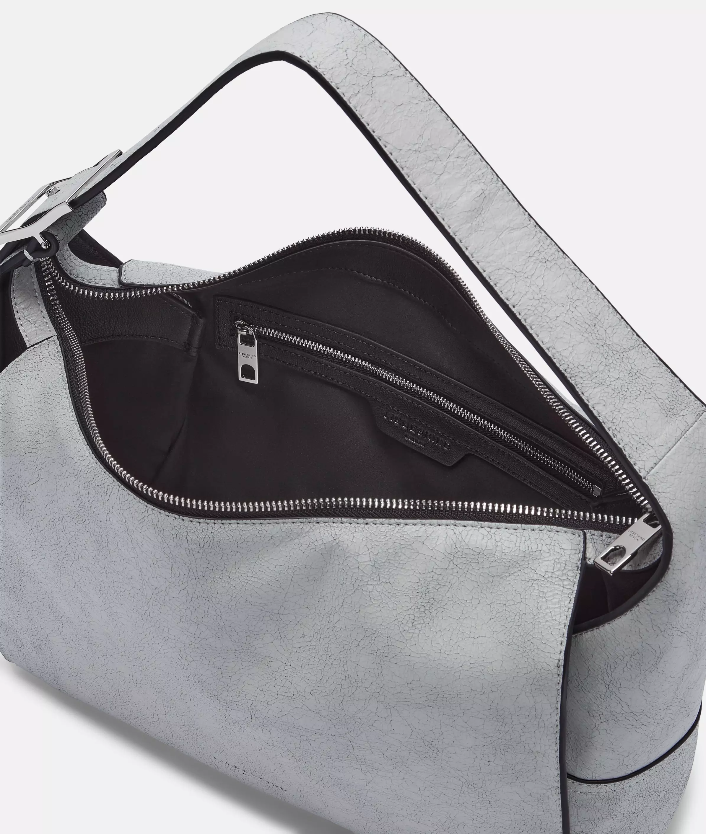 Lou Hobo M Spacious leather hobo bag with breaking effect