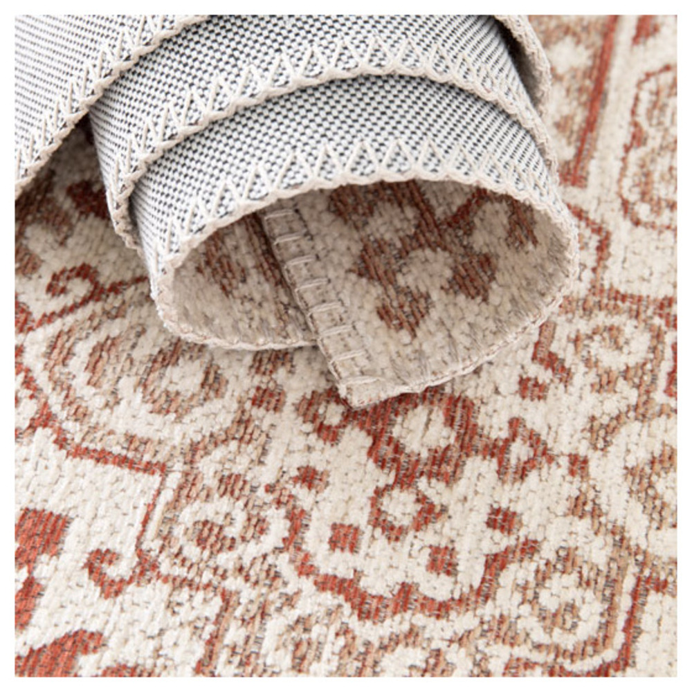 Tapis à motif oriental en tissus chenille recyclé - janah - crème et rouge brique - 160 x 230 cm