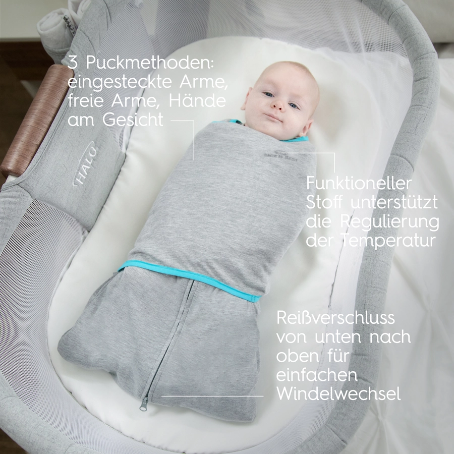 HALO® SleepSack® Ideal Temp Wickelschlafsack Heather GrayAqua