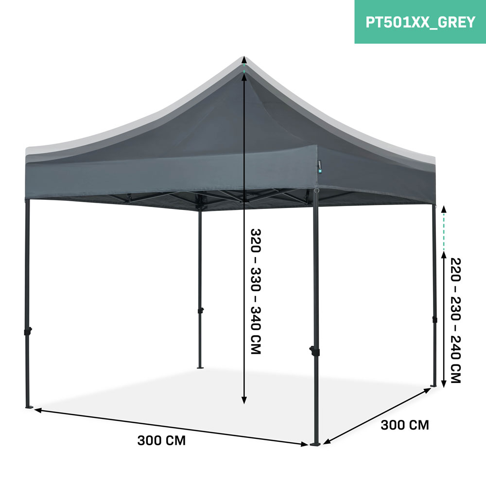 VONROC Premium 3x3m easy-up partytent - Grey