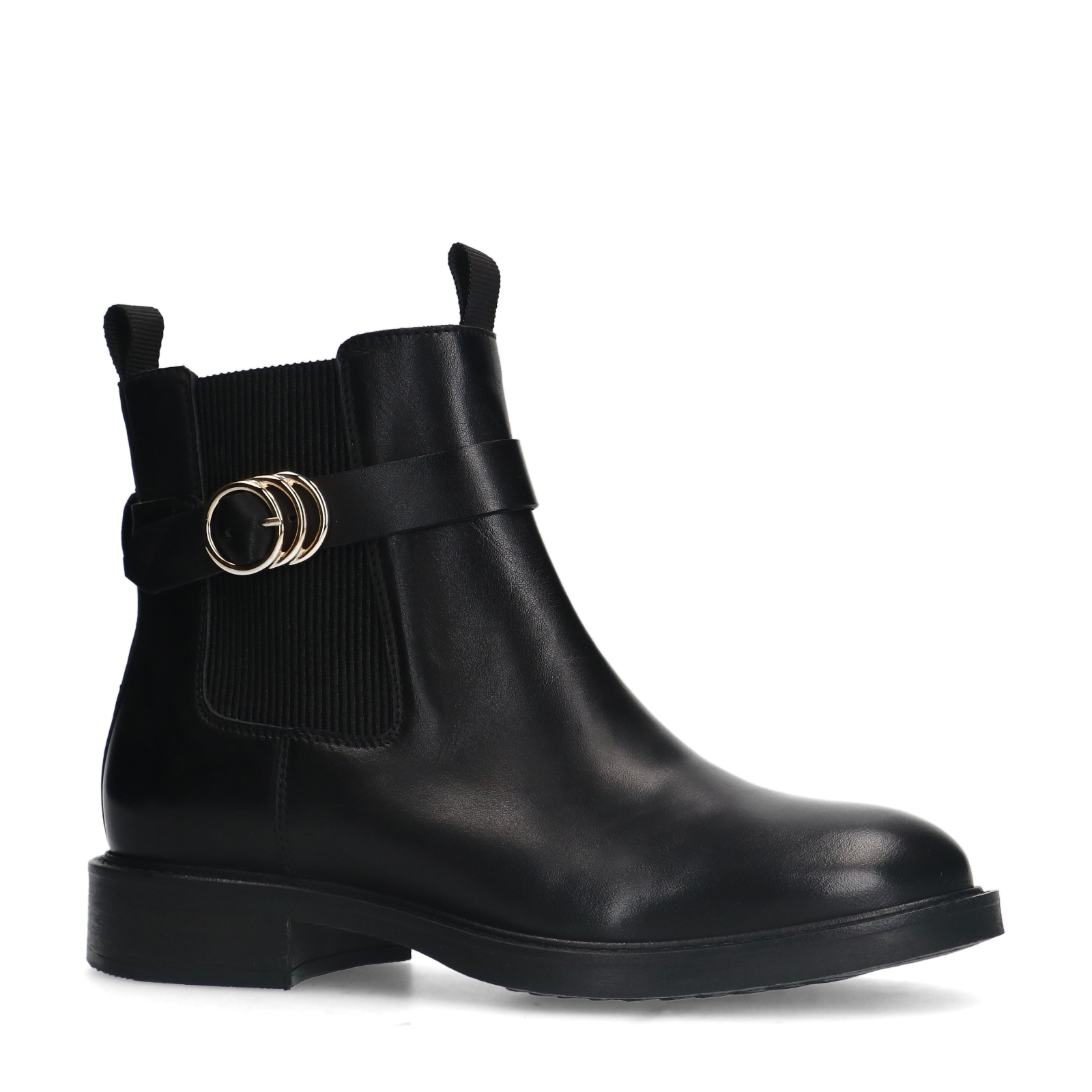 Zwarte leren chelsea boots met gesp