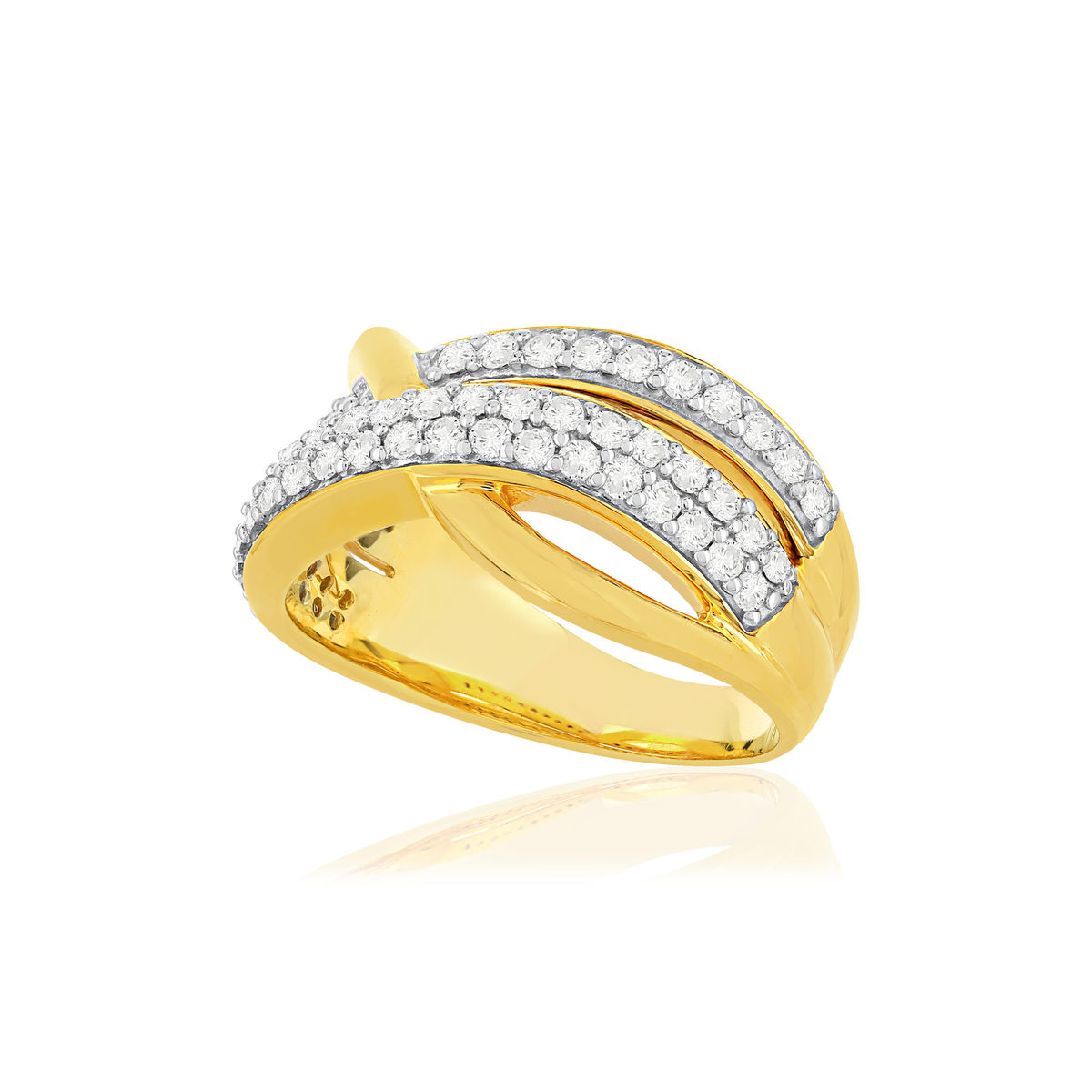 Bague or 750 2 tons diamants