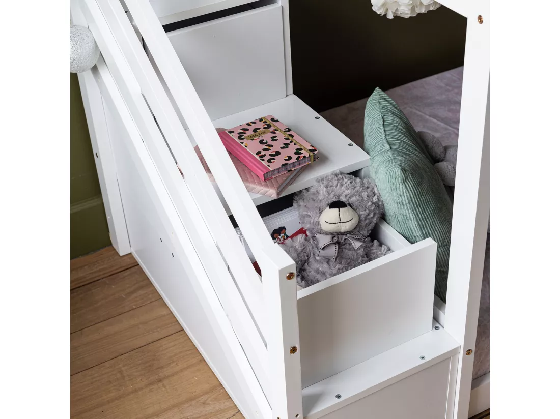Lits superposés pour enfants 190x90cm blanc CELESTINE - HAPPY GARDEN
