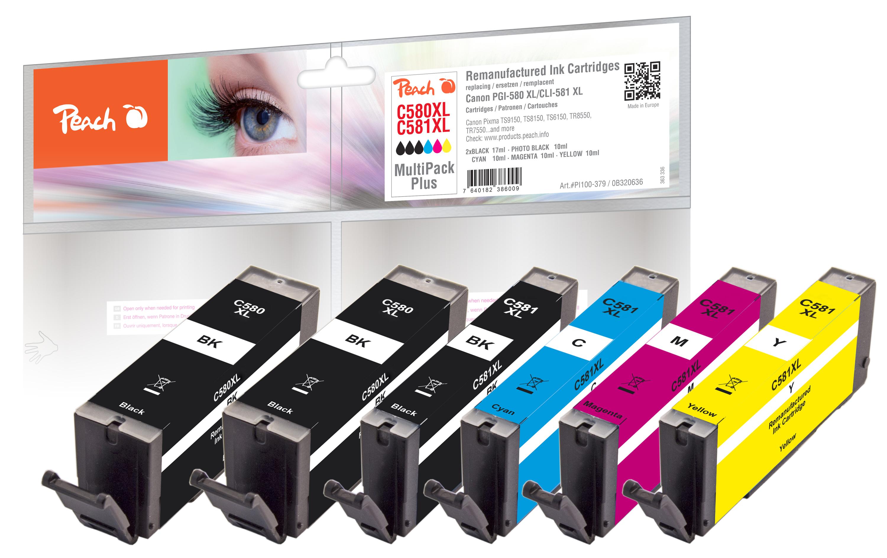 Tintenset Canon PGI-580XL / CLI-581XL 2x BK, 1x PBK, C, M, YDruckerpatrone: Schwarz, Foto-Schwarz, Cyan, Magenta und Gelb