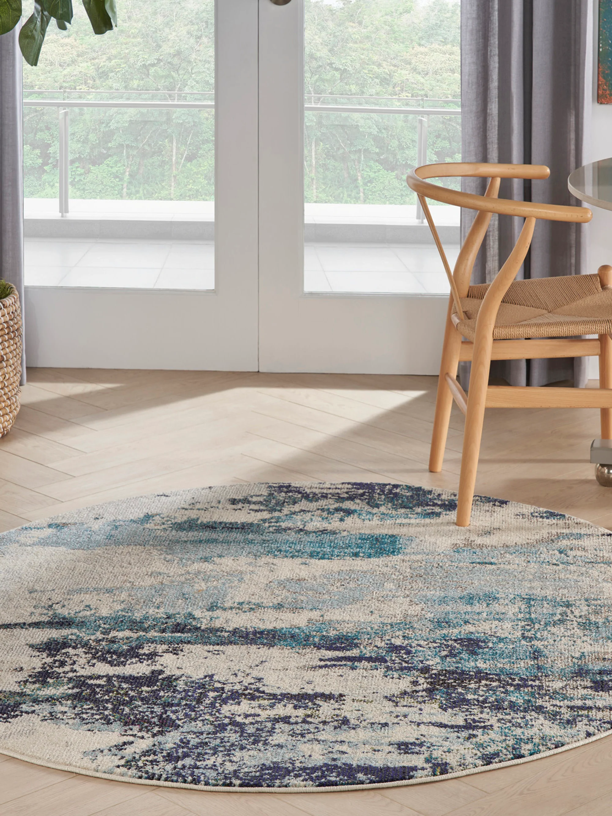 Ronde design laagpolig vloerkleed Celestial
