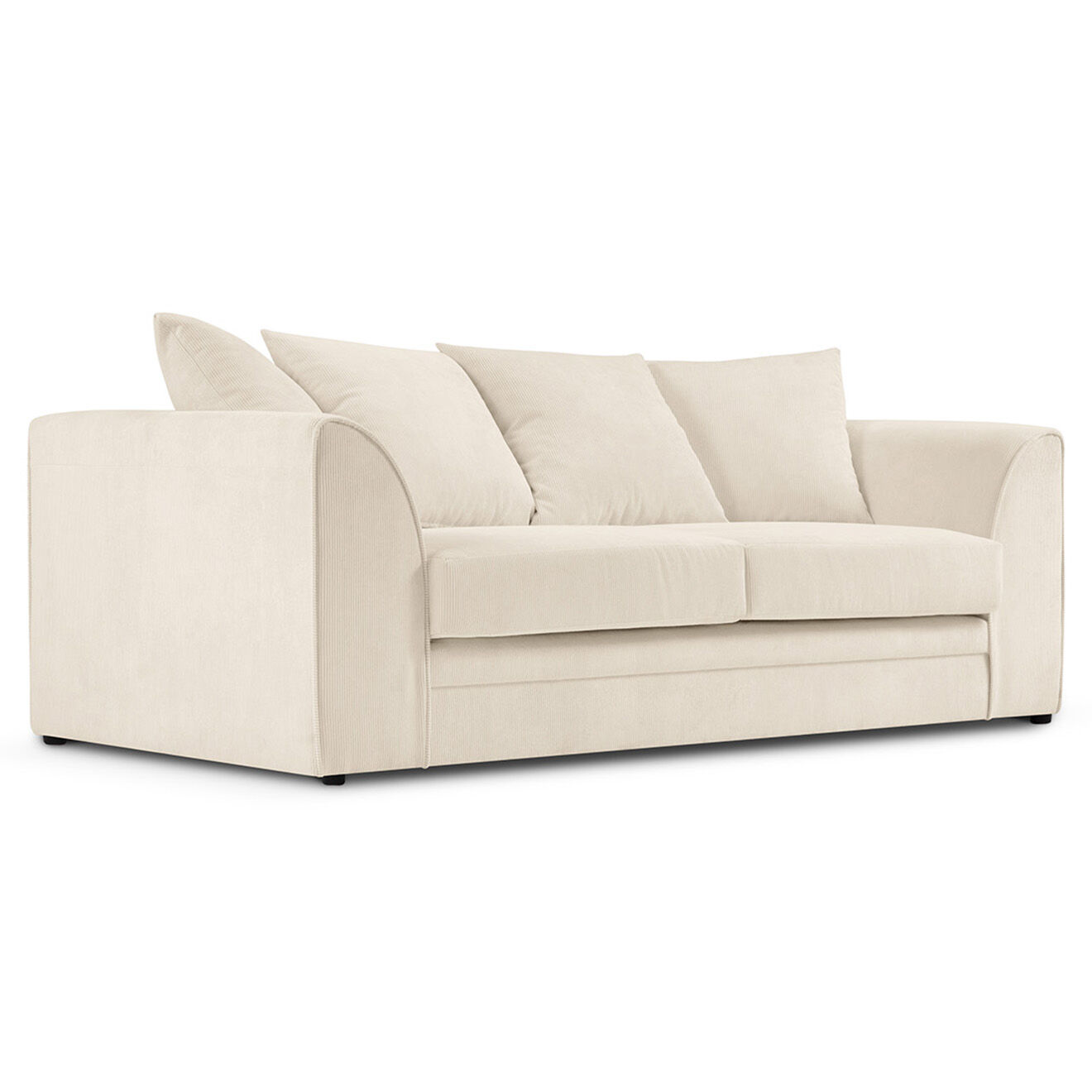 Mazzini Sofas Canapé Quince Velours côtelé 3 Places beige clair - 182x92x80 cm