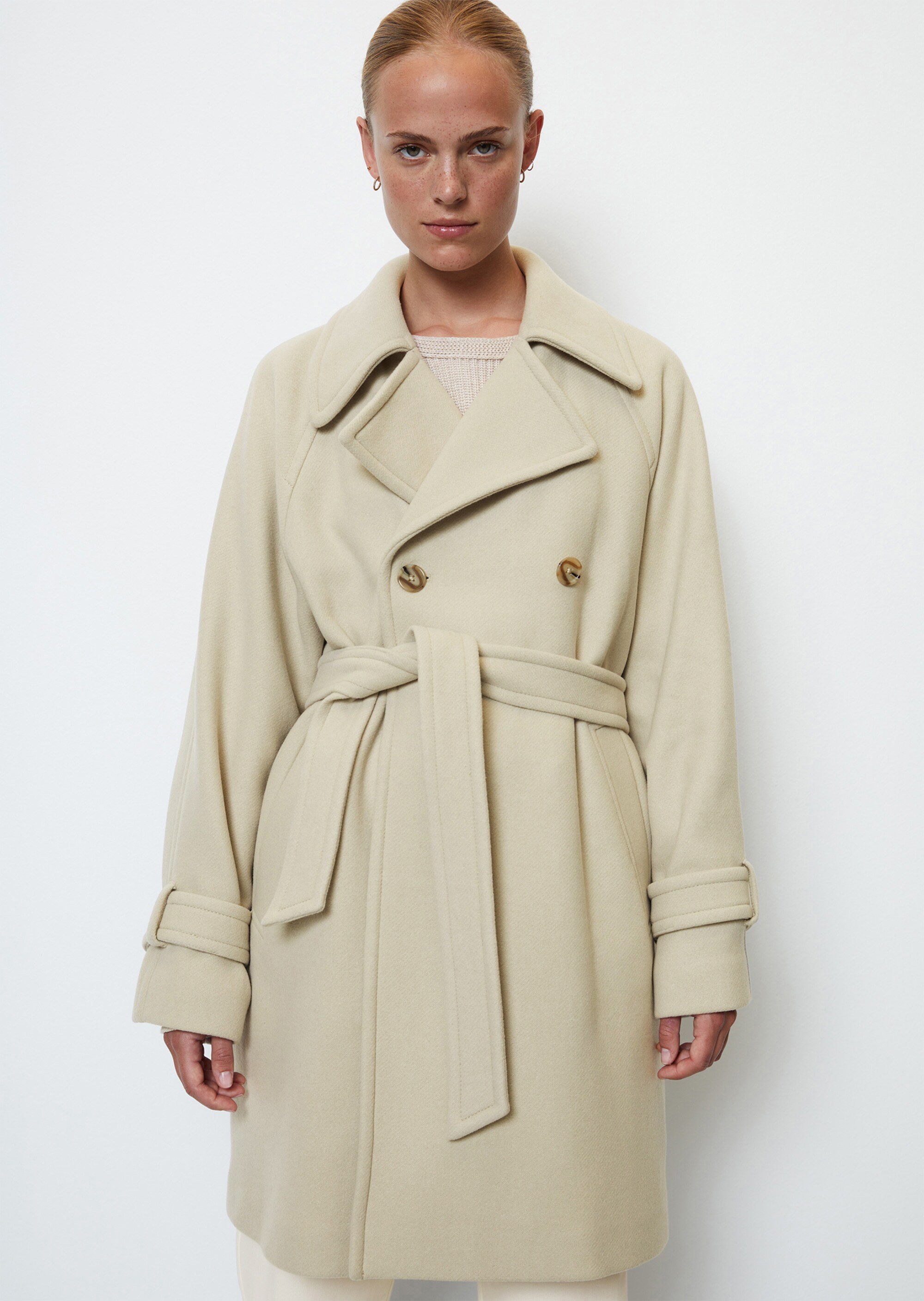 Kurzer Trenchcoat relaxedaus italienischer Schurwolle-Mix-Qualität