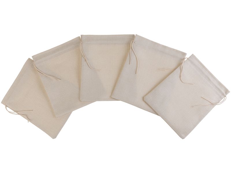 FTM Stoffbeutel Baumwolle/Leinen, 5 Stück, Beige Beutel zum Bedrucken und selbst Gestalten