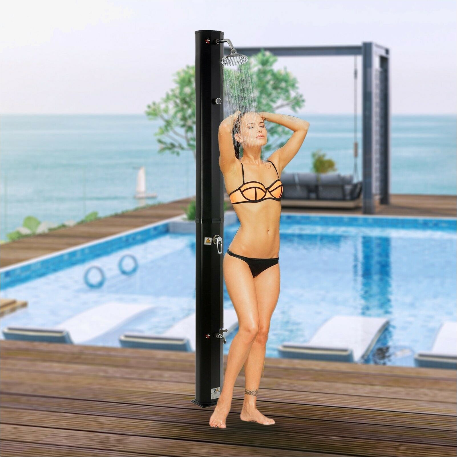 Solardusche 35L schwarz mit Thermometer