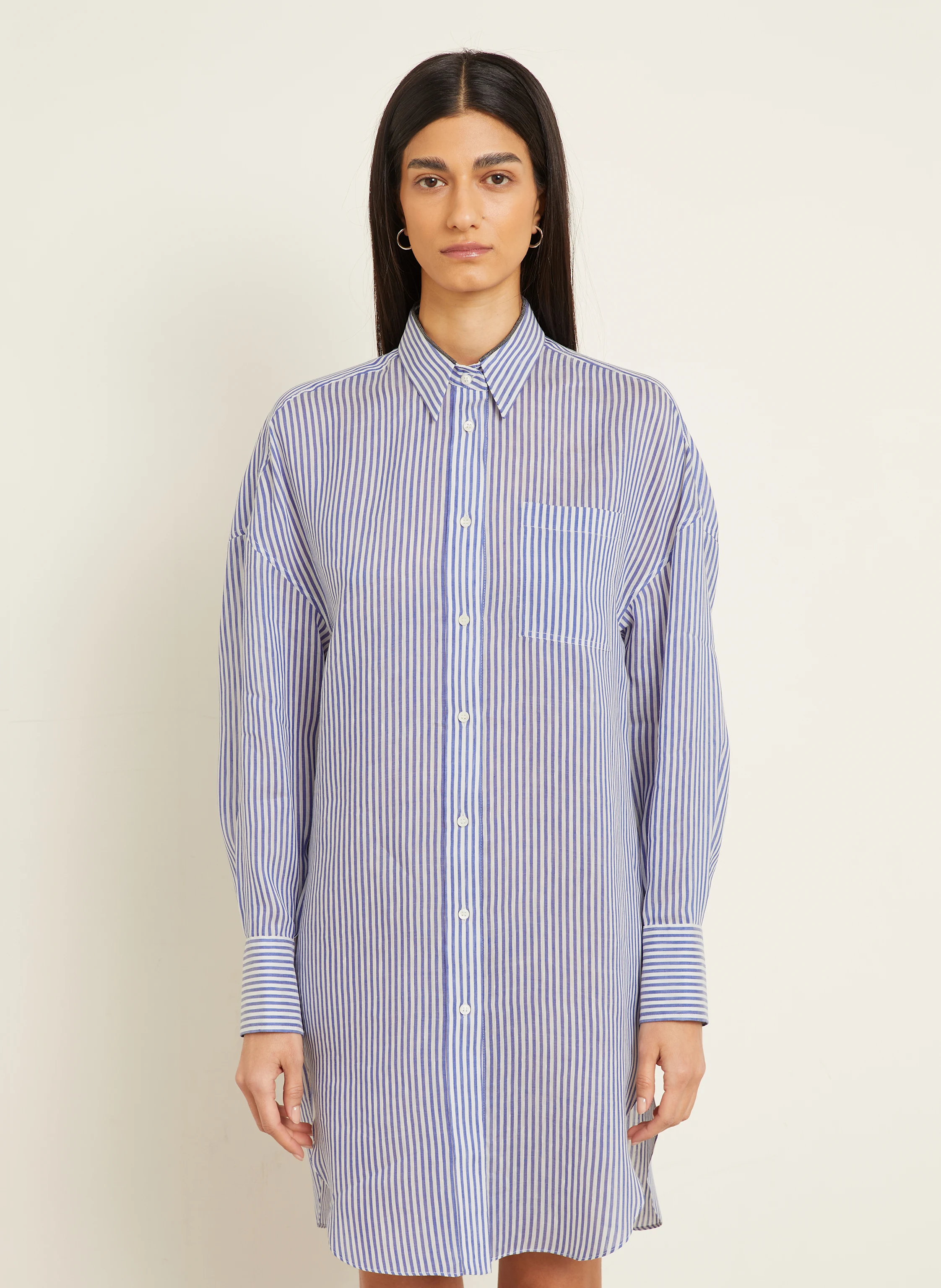 BRUNELLO CUCINELLI Hemdblusenkleid mit Schmucksteinen