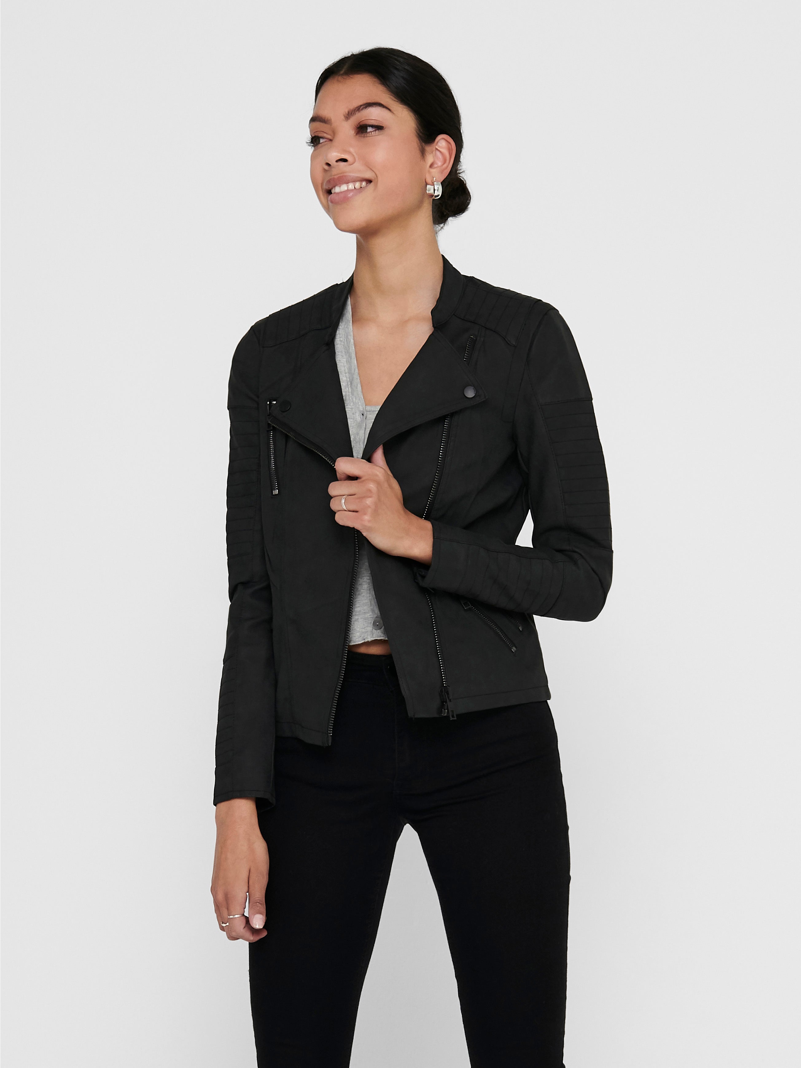 ONLAVA Bikerjacke in Lederoptik Black