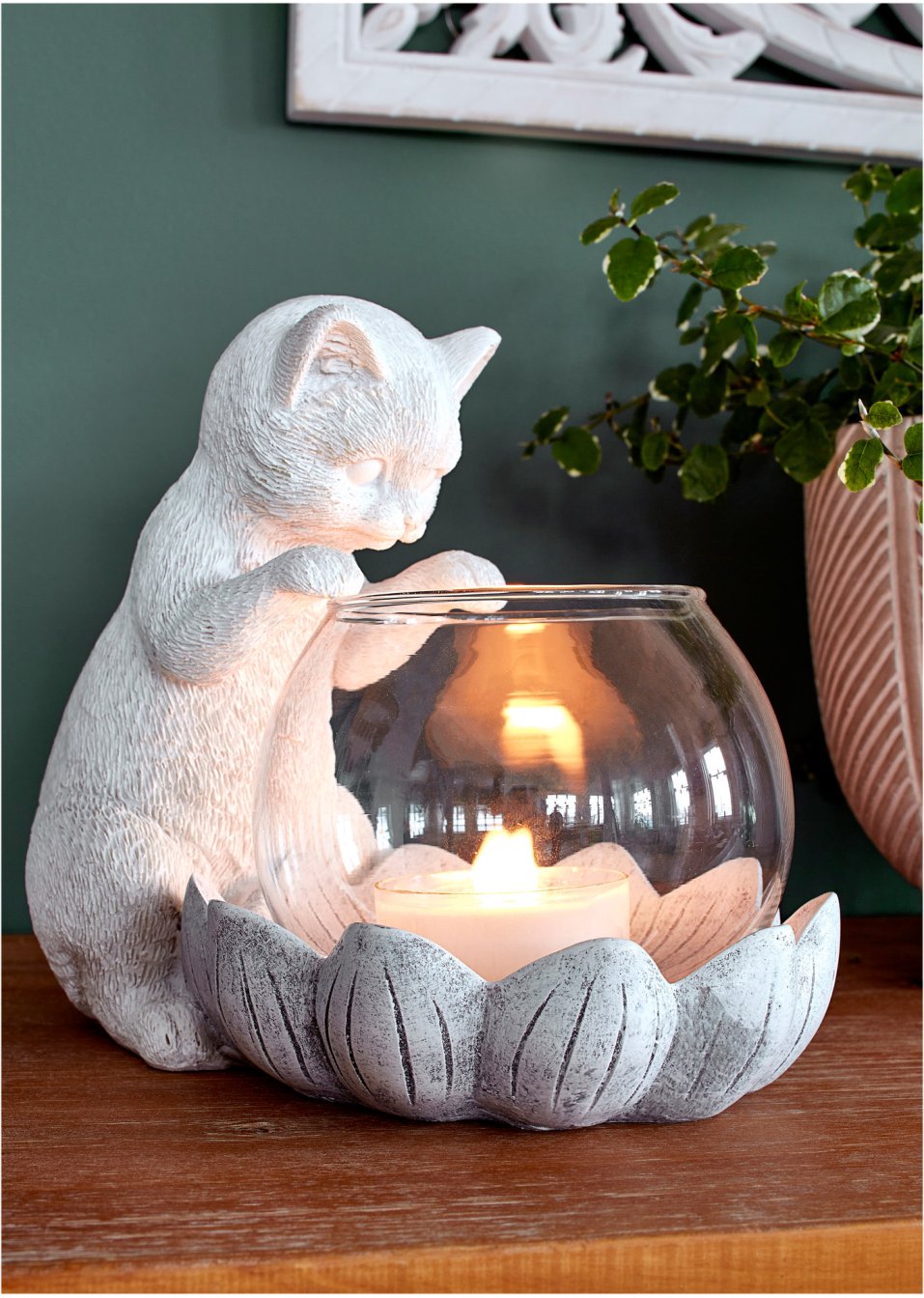Porte-bougie chauffe-plat chat