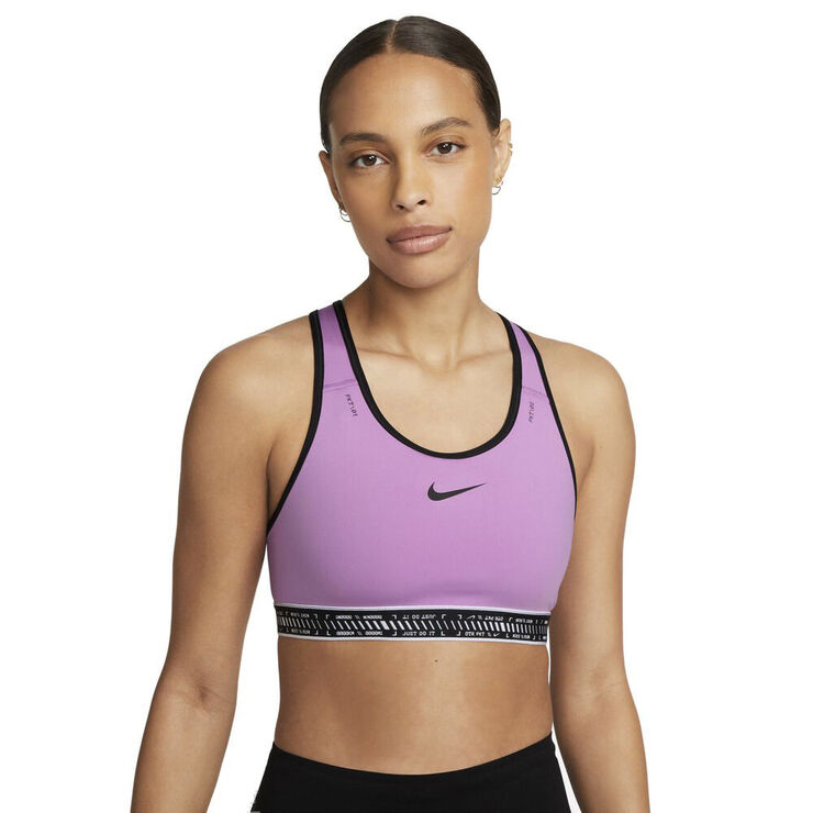 Nike Dri Fit Swoosh On The Run Medium Support Sports Bh M. Lomme Pink