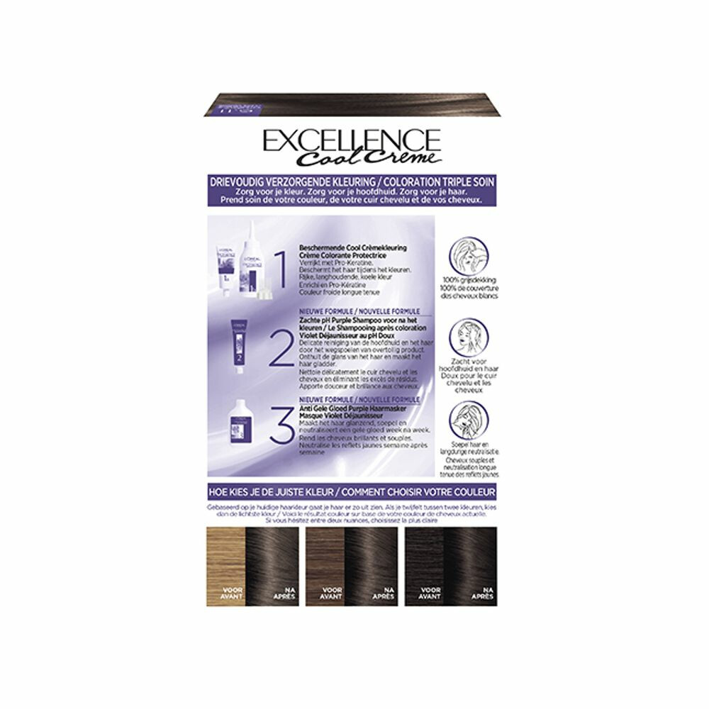 L'Oréal Excellence Cool Crème Permanente Crèmekleuring 6.11 - Ultra As Donkerblond