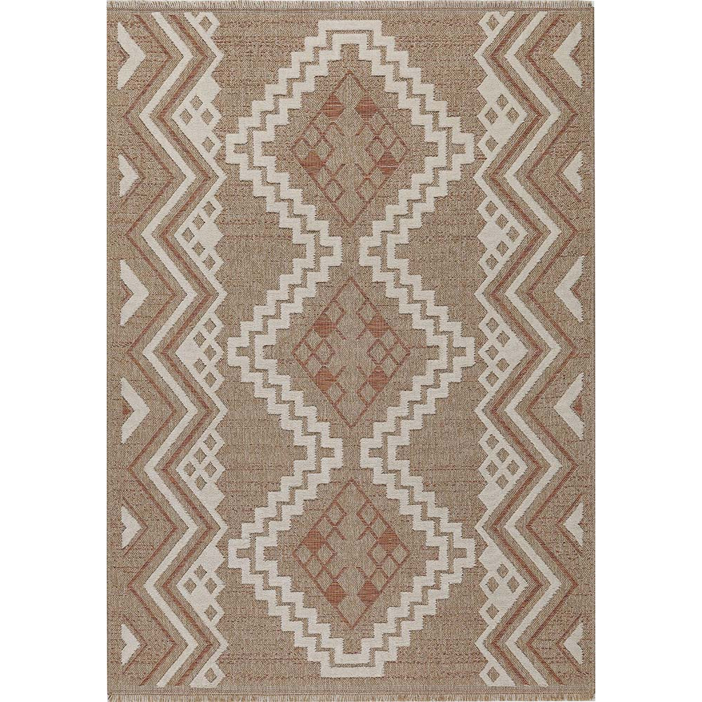 Tapis intérieur extérieur aspect jute terracotta tulum 9054 170 x 120 cm