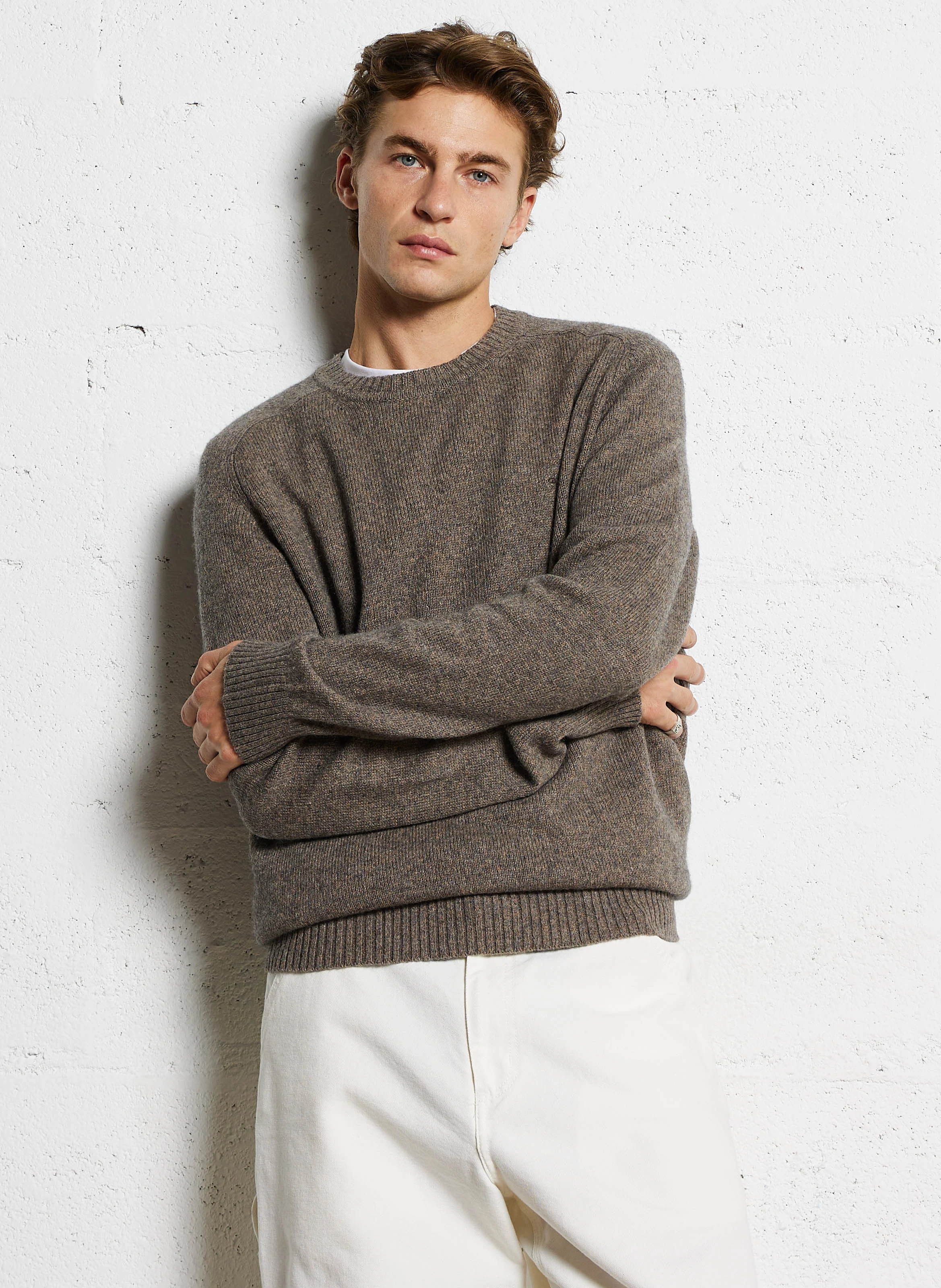 Pull col rond en laine mélangée | Marron
