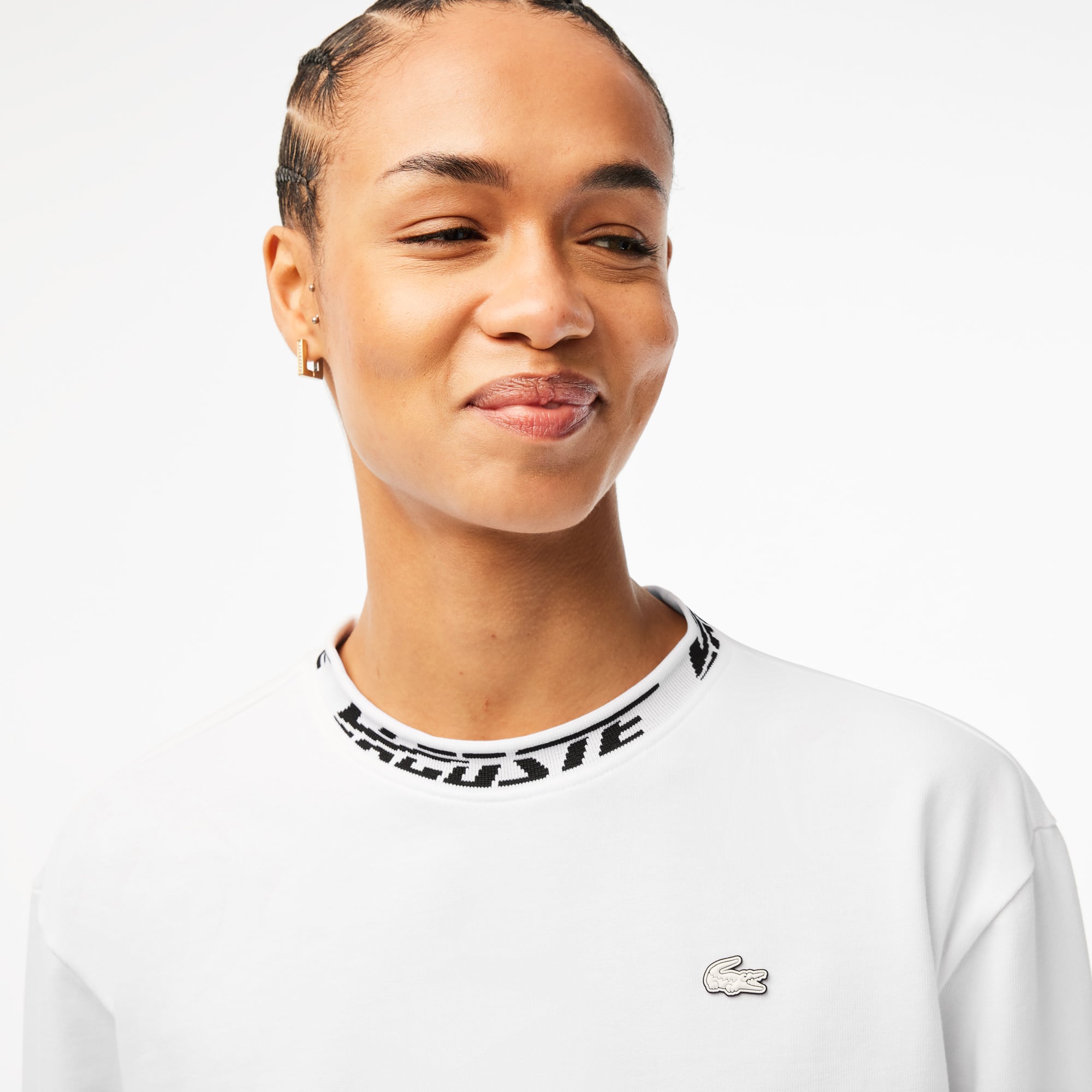 T-shirt manches longues femme Lacoste oversize fit avec col siglé T-Shirts - Blanc - Lacoste - Femme