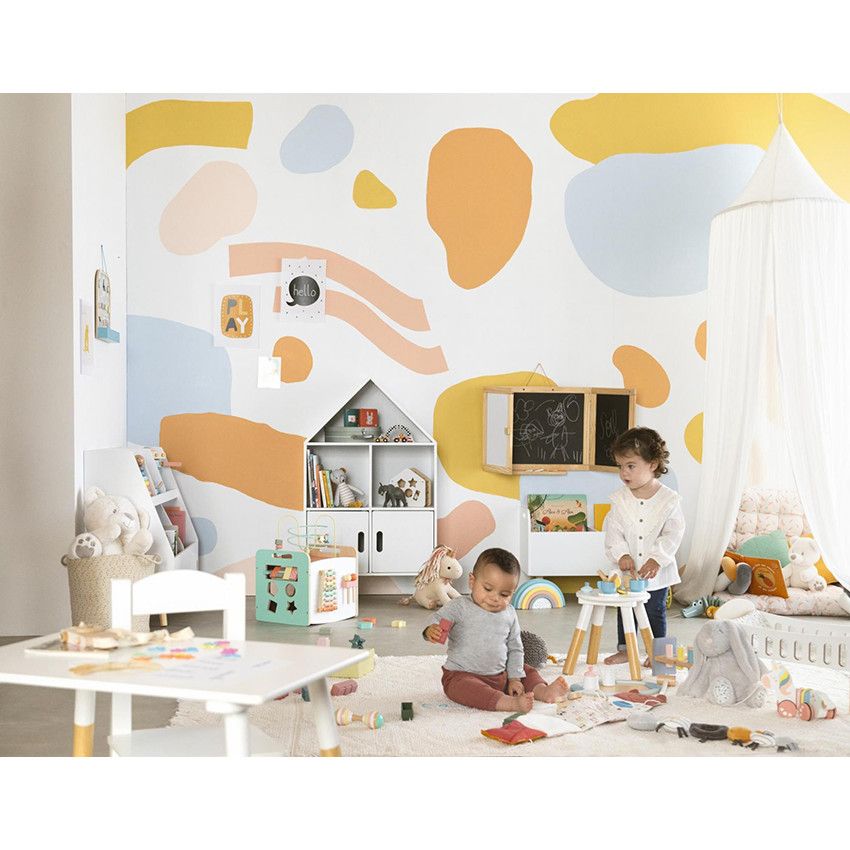 Bibliothèque en forme de maison avec 2 portes - Ecru