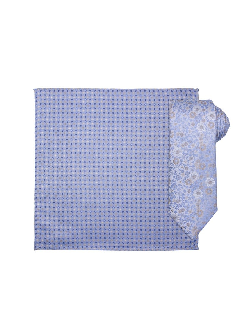 Santi silkeslips og lommetørkle Chambray Blue