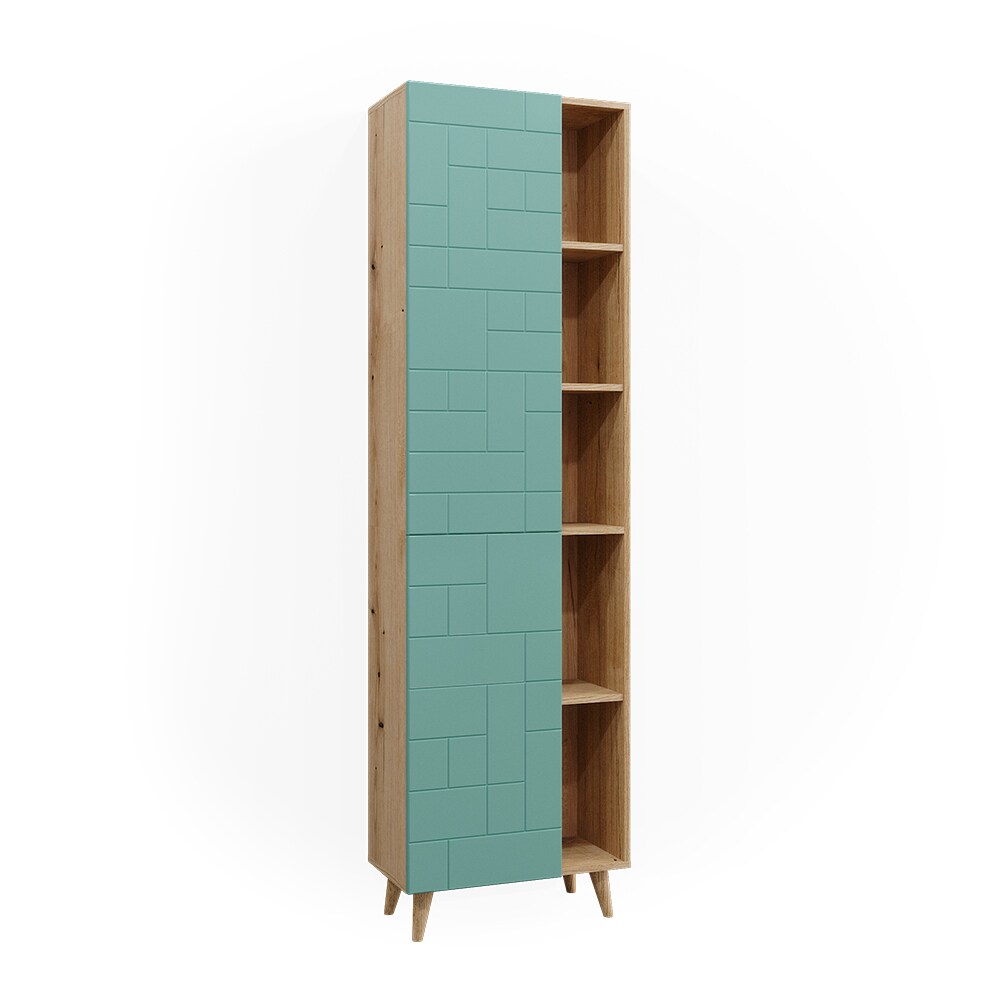 Vicco Hochschrank für Badezimmer Rudi 56 x 193 cm, Eiche Evoke Mintgrün, Badschrank