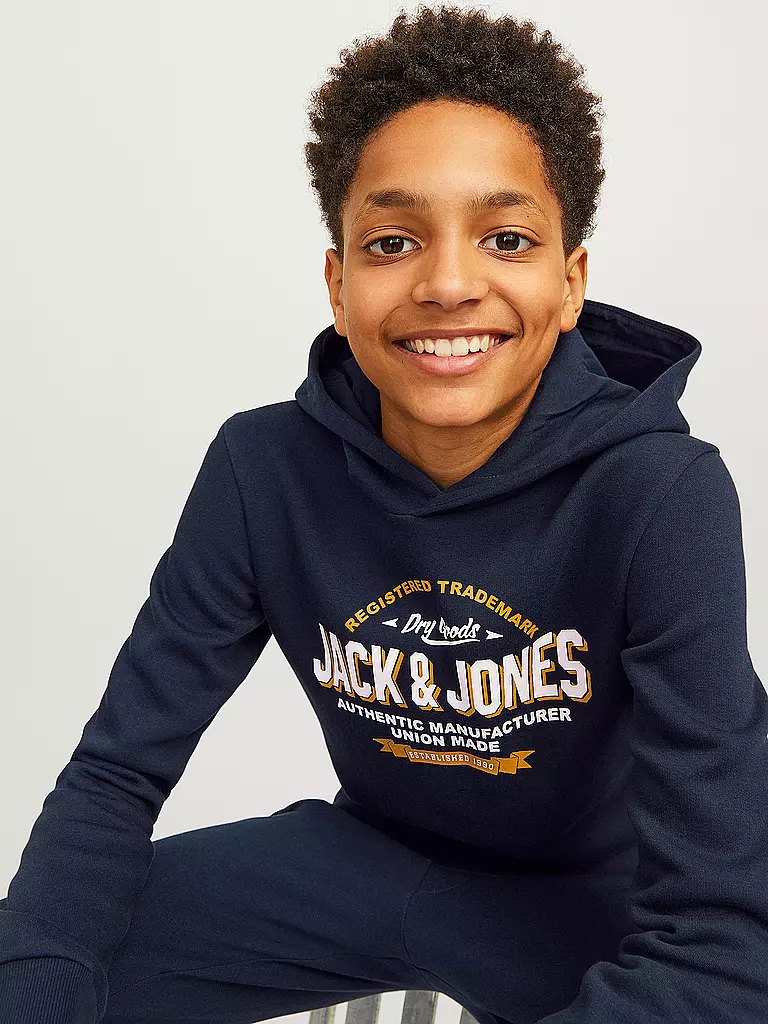 JACK & JONES Jungen Kapuzensweater - Hoodie JJELOGO dunkelblau
