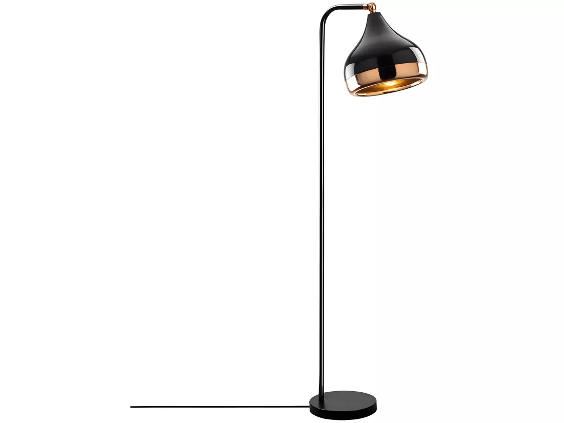 Lampadaire en métal à abat-jour orientable - H. 120 cm - Noir et cuivré - YILDO