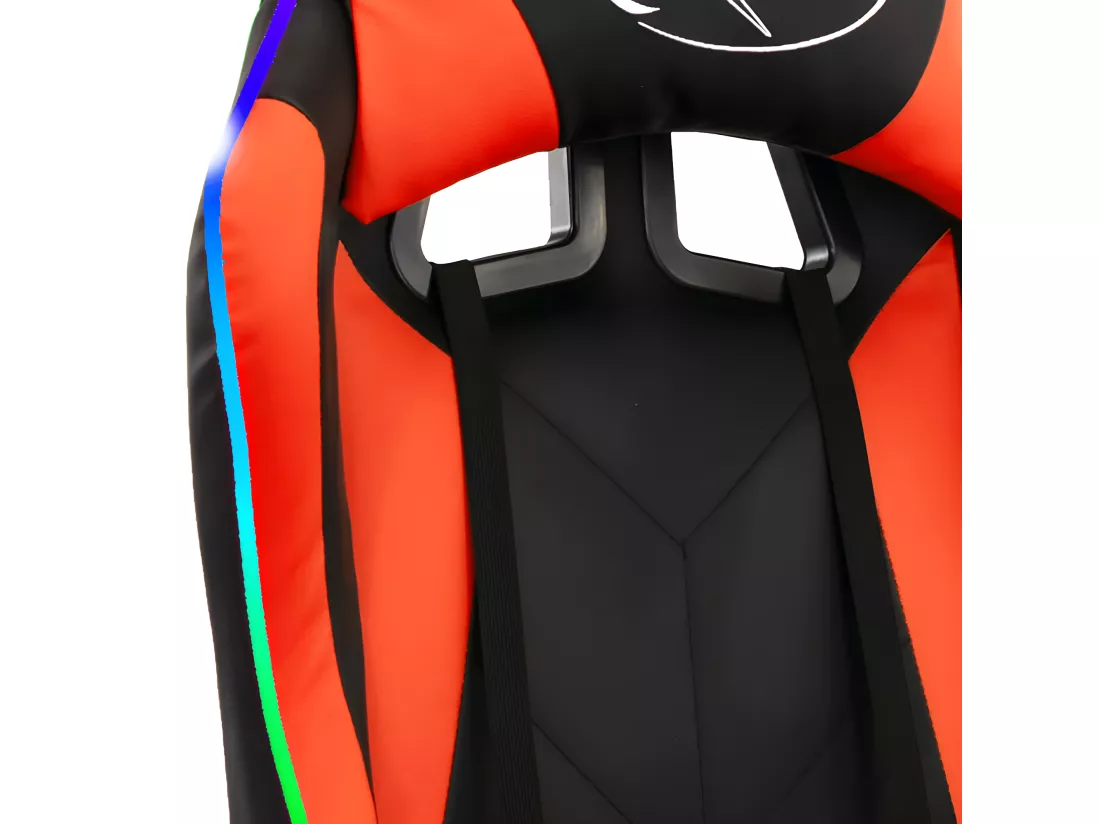 Fauteuil de jeux vidéo avec LED RVB Orange et noir Similicuir