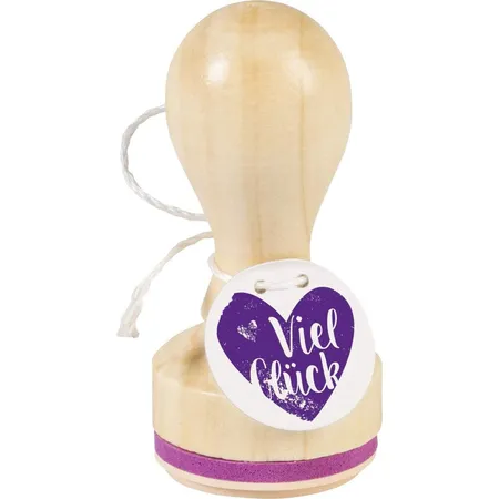 Knorr Prandell Stempel aus Holz, rund Motivgröße circa Durchmesser 3,2 cm, Motiv Viel Glück