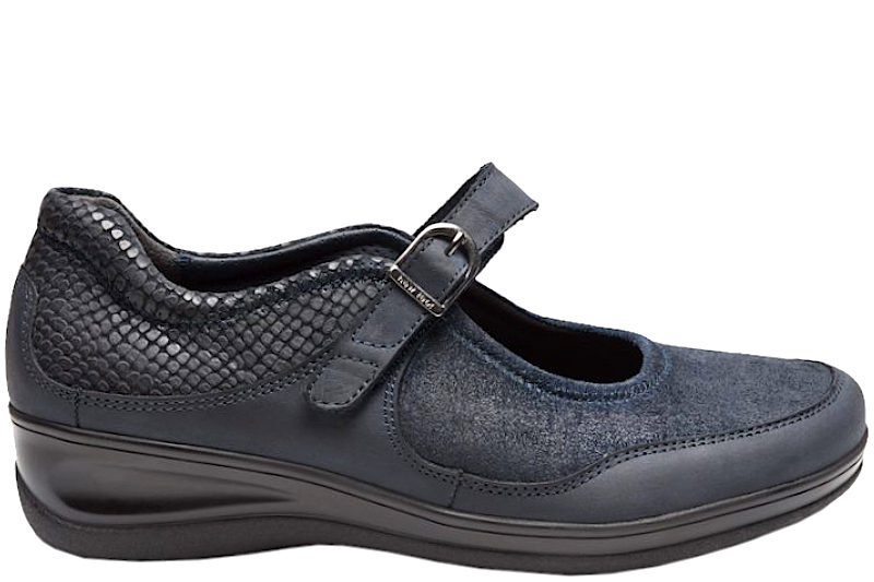 NEW FEET Sko med OrthoStretch, Nubuck med stretch, Mørkblå
