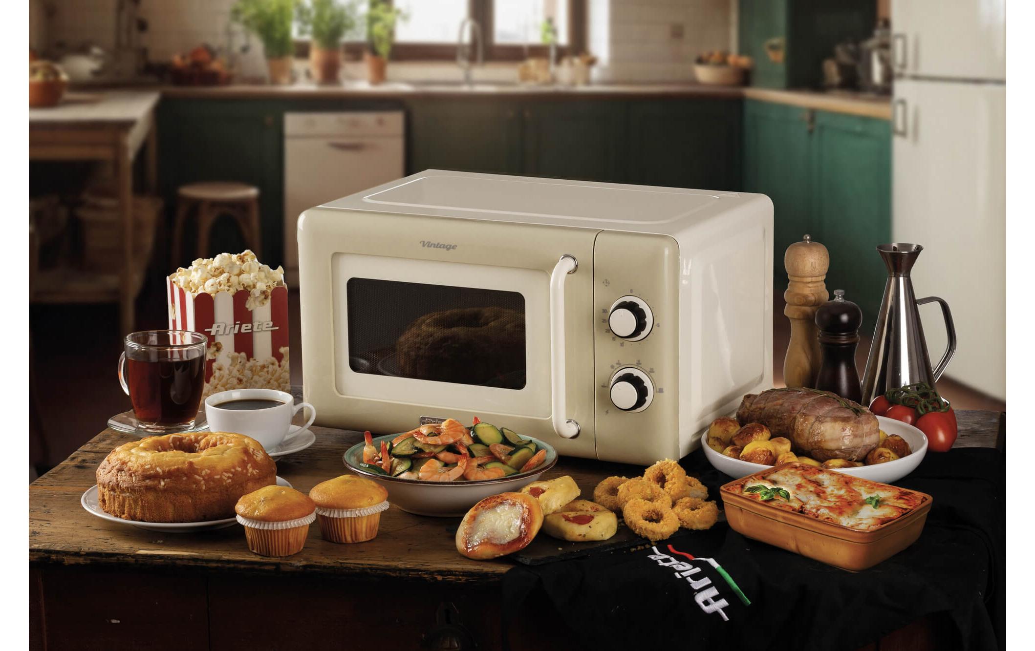 Mikrowelle Vintage Beige<br>Mikrowelle zum Kochen, Erhitzen und Auftauen