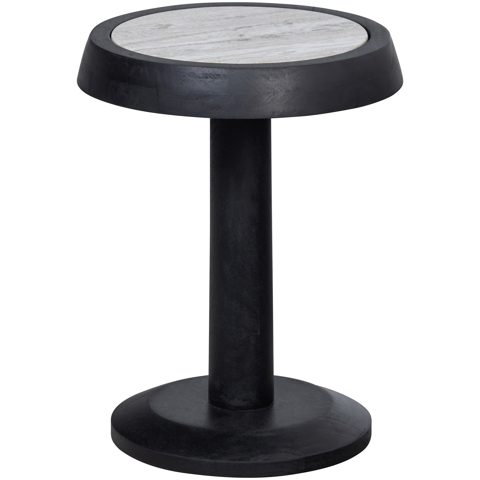 Beistelltisch NANNE 36 x 46 cm Mangoholz schwarz/Marmor