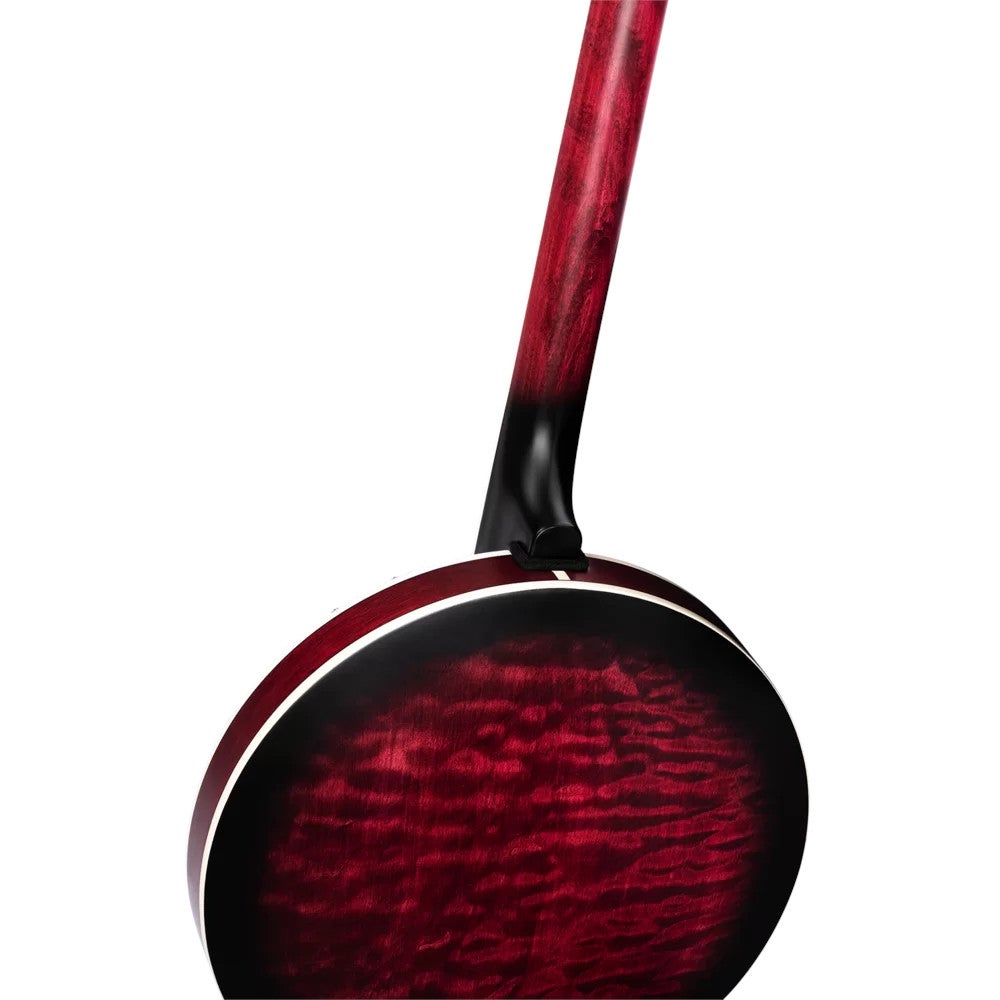 Ortega Falcon Series 5-string Banjo Transparent Fire Red elektrisch-akoestische banjo met gigbag