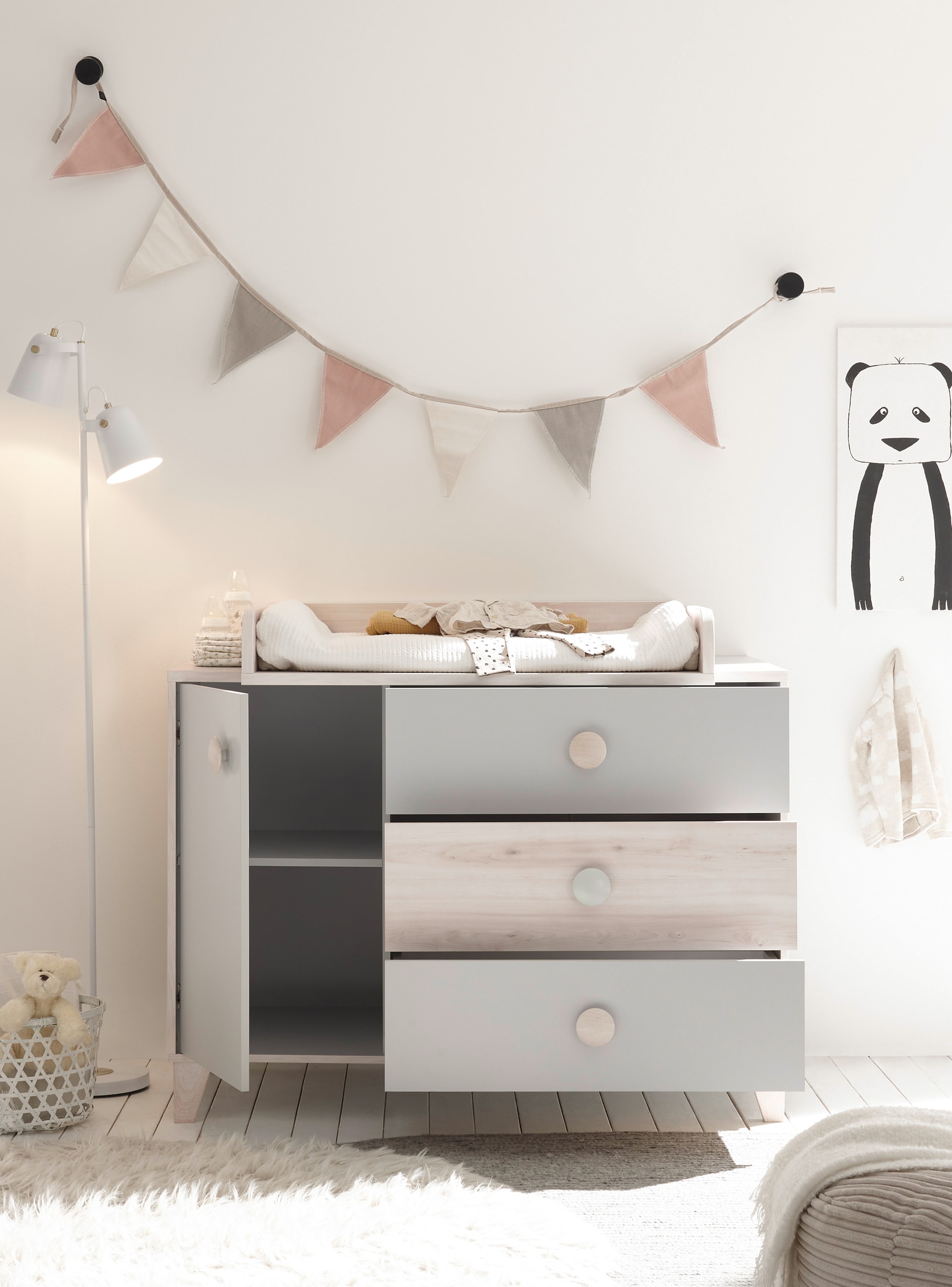 Wickelkommode FIEN grau/ braun