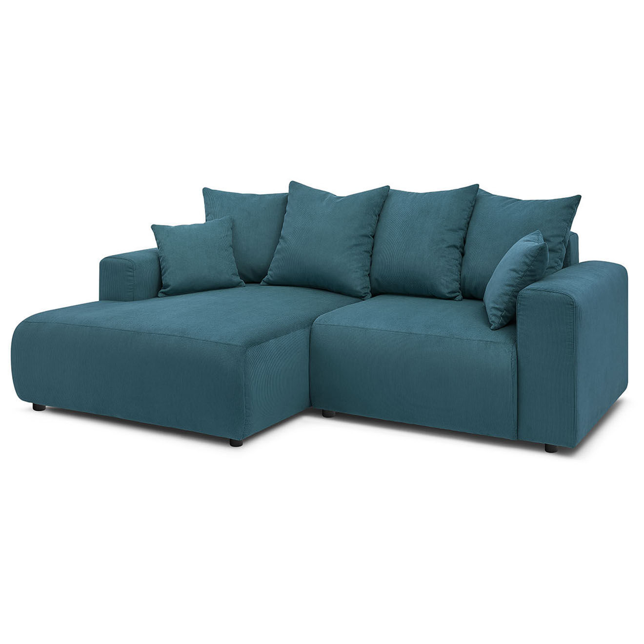 Bobochic Canapé d'angle fixe gauche Enjoy bleu foncé - 237x147x95 cm