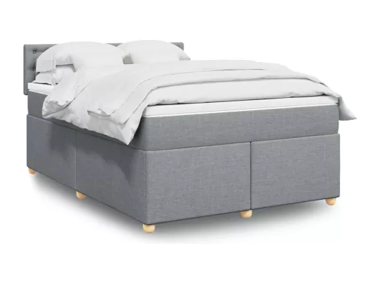 Sommier à lattes de lit avec matelas Gris clair 140x190cm Tissu